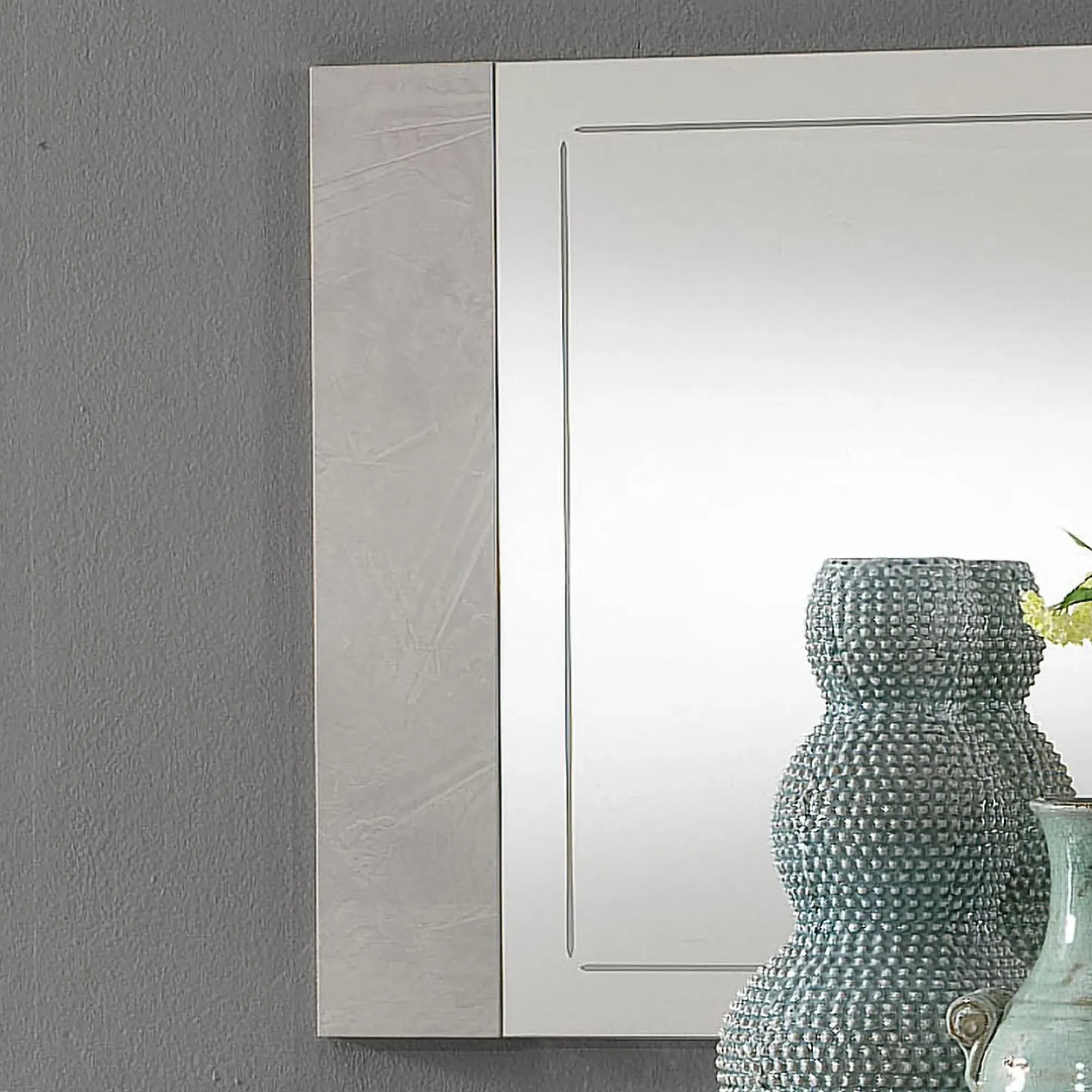Angelo Rectangular Wall Mirror - Grey, Marble