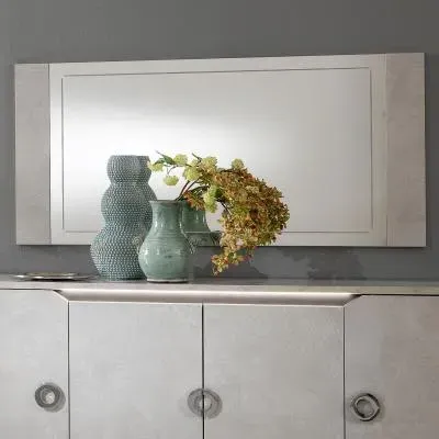 Angelo Rectangular Wall Mirror - Grey, Marble image