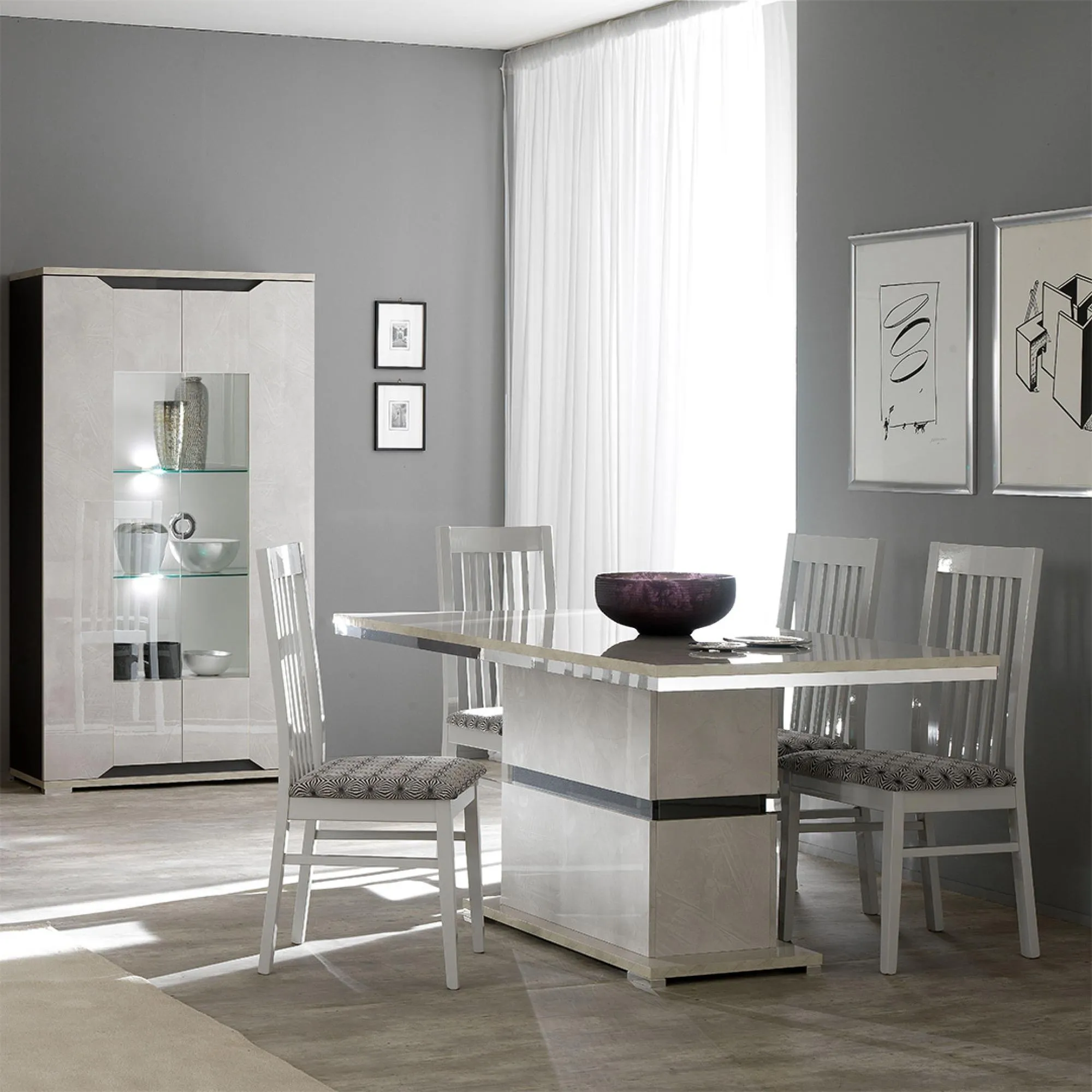 Angelo Slatted Back Dining Chair - Dark Grey