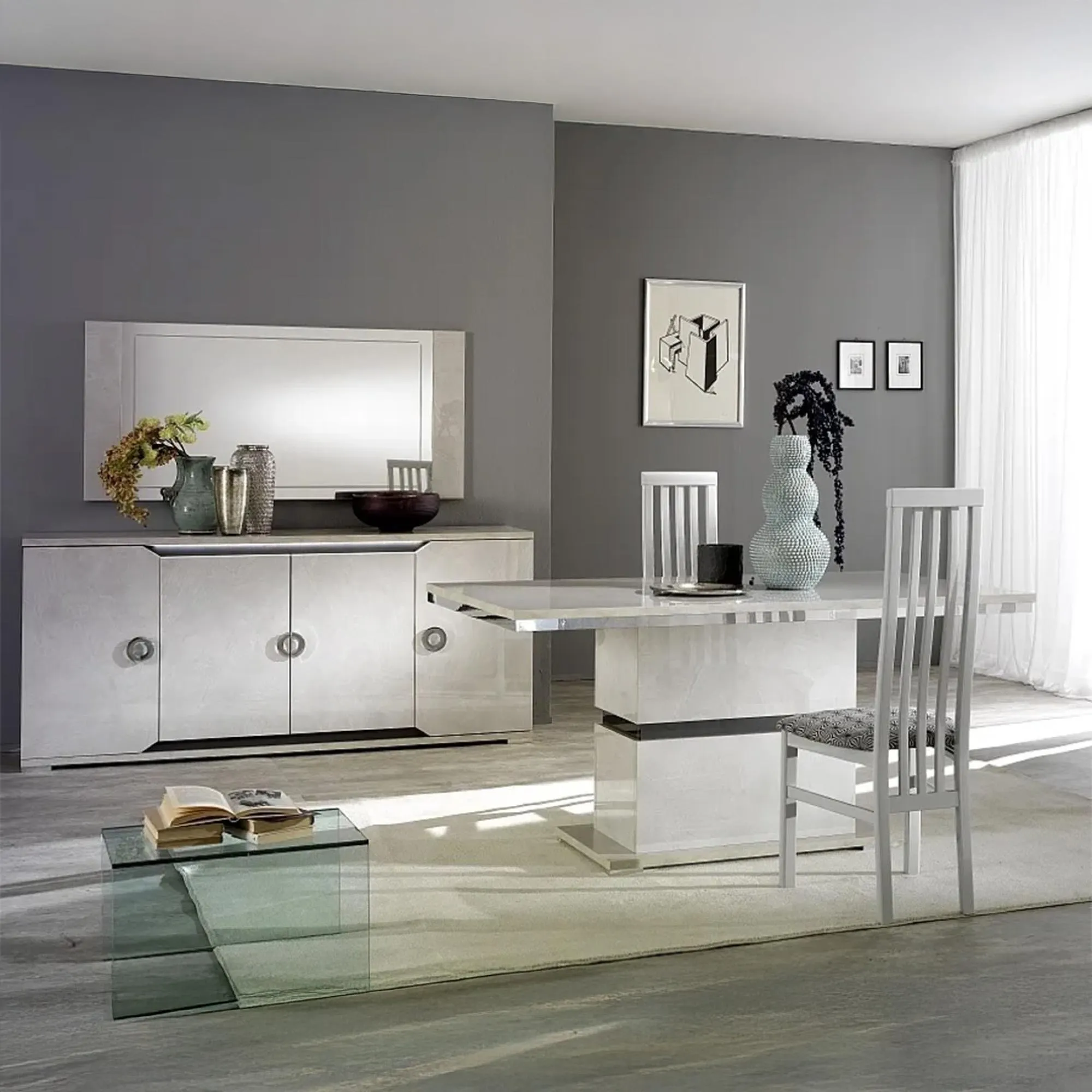 Angelo Slatted Back Dining Chair - Grey