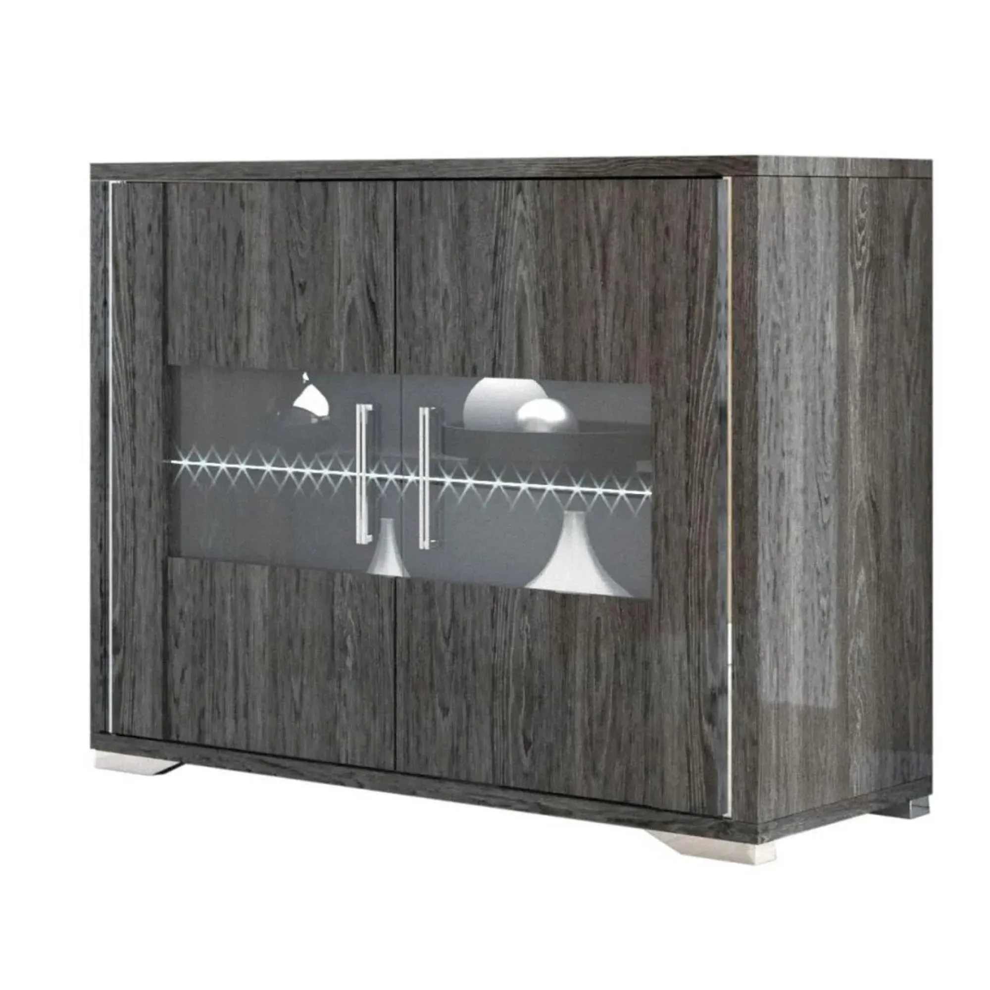 Augusta 2 Door Small Sideboard - Grey, Oak Effect