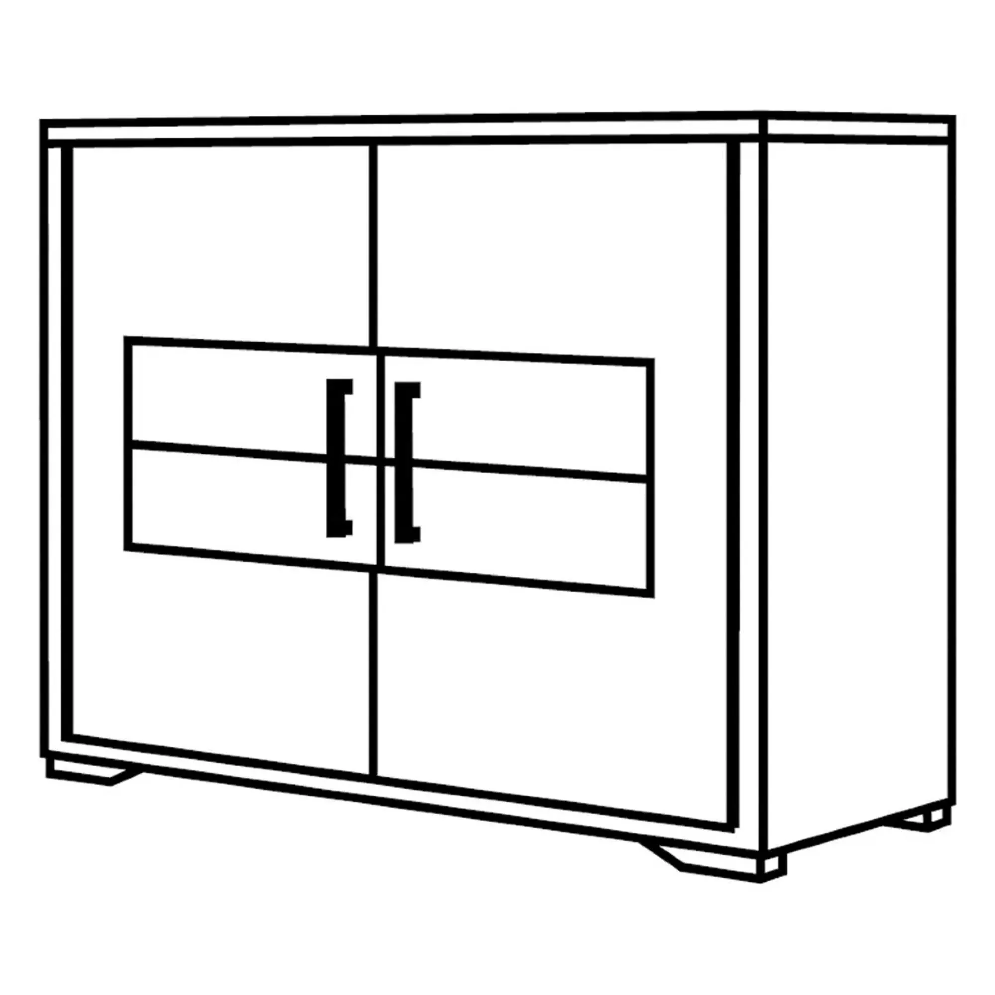 Augusta 2 Door Small Sideboard - Grey, Oak Effect