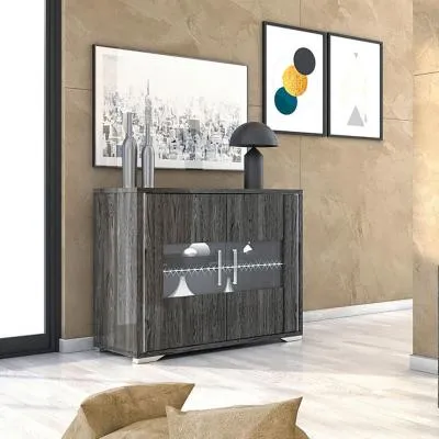 Augusta 2 Door Small Sideboard - Grey, Oak Effect image