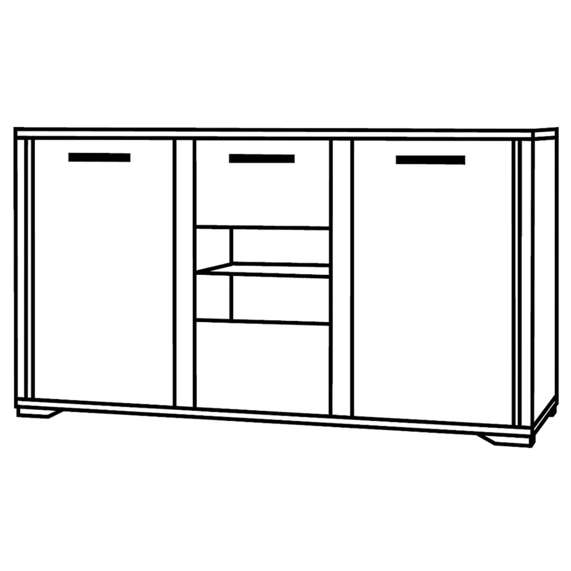 Augusta 3 Door Sideboard with LED Light - Anthracite, Oak Effect