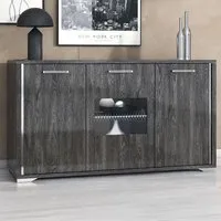 Augusta 3 Door Sideboard with LED Light - Anthracite, Oak Effect