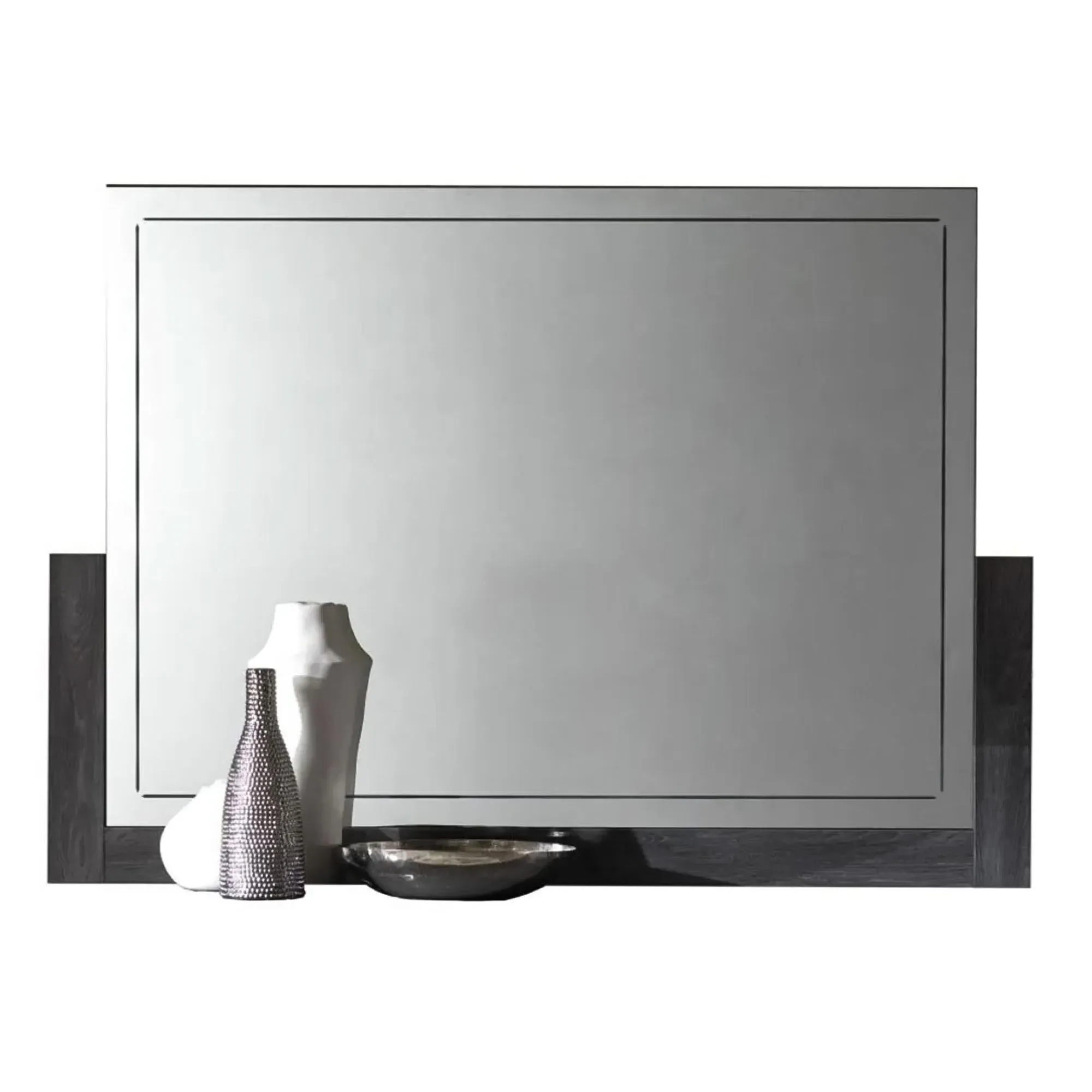 Augusta Large Wall Mirror - Grey, Oak Effect