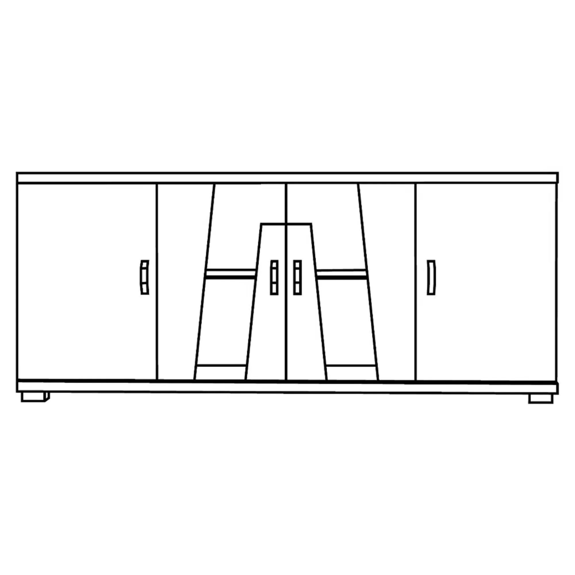 Bagni 4 Door Sideboard with LED Light - Dark Grey Oak, Glass