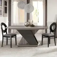 Bagni 6-8 Seater Extending Pedestal Dining Table - Dark Grey Oak