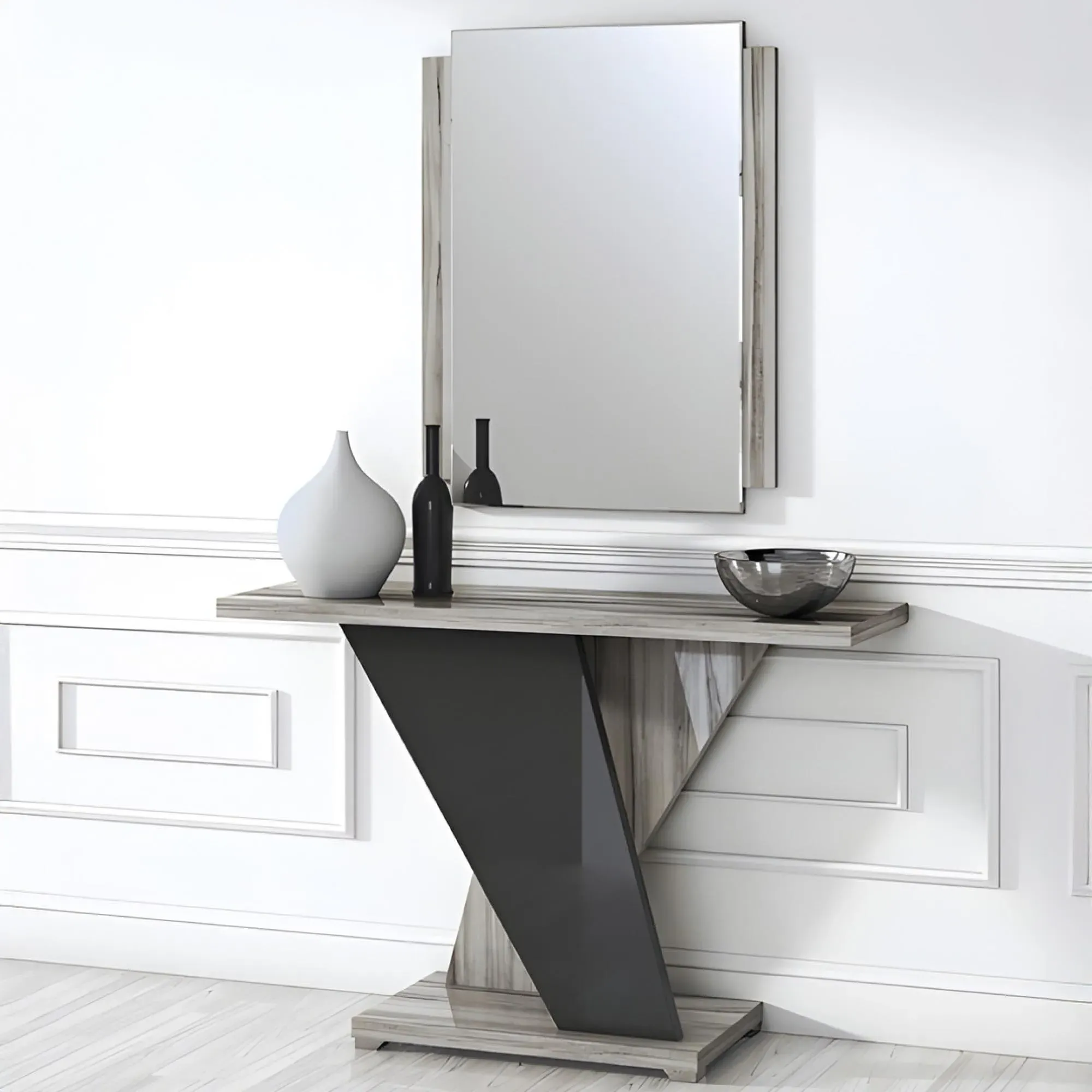 Bagni Console Table - Dark Grey Oak, Walnut