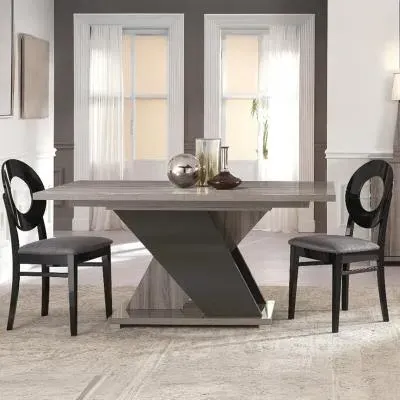 Bagni Extending Dining Set with 4 Oval Back Chairs - Dark Grey Oak image