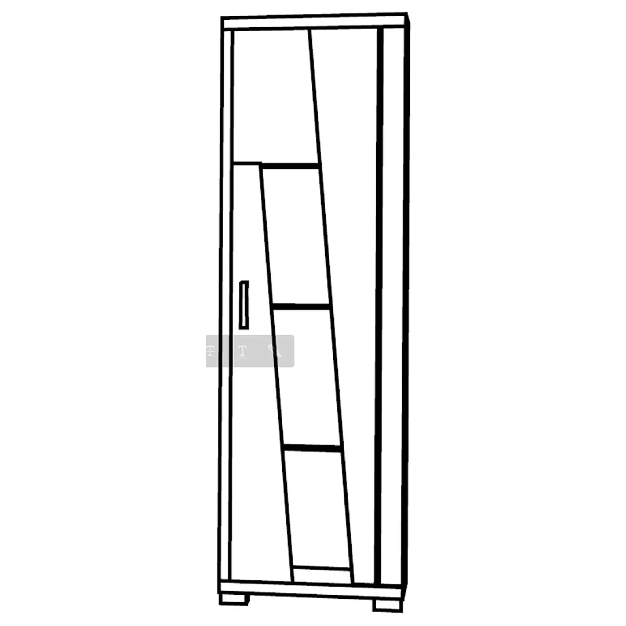 Bagni Italian 1 Door Cabinet LHF with LED Light - Dark Grey Oak