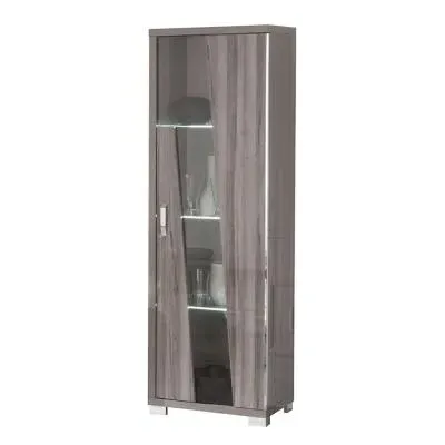 Bagni Italian 1 Door Cabinet LHF with LED Light - Dark Grey Oak image