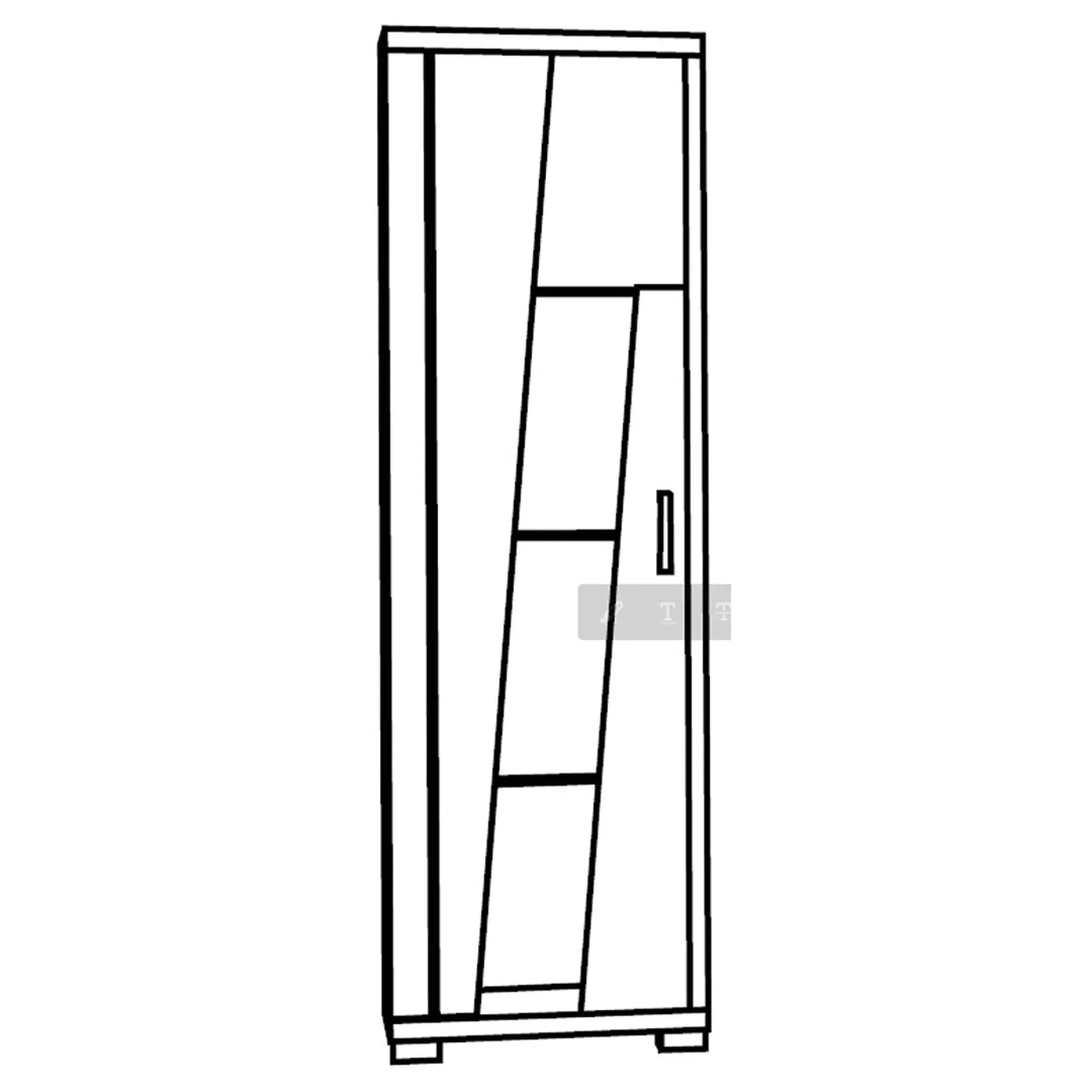 Bagni Italian 1 Door Cabinet RHF with LED Light - Dark Grey Oak