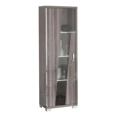 Bagni Italian 1 Door Cabinet RHF with LED Light - Dark Grey Oak