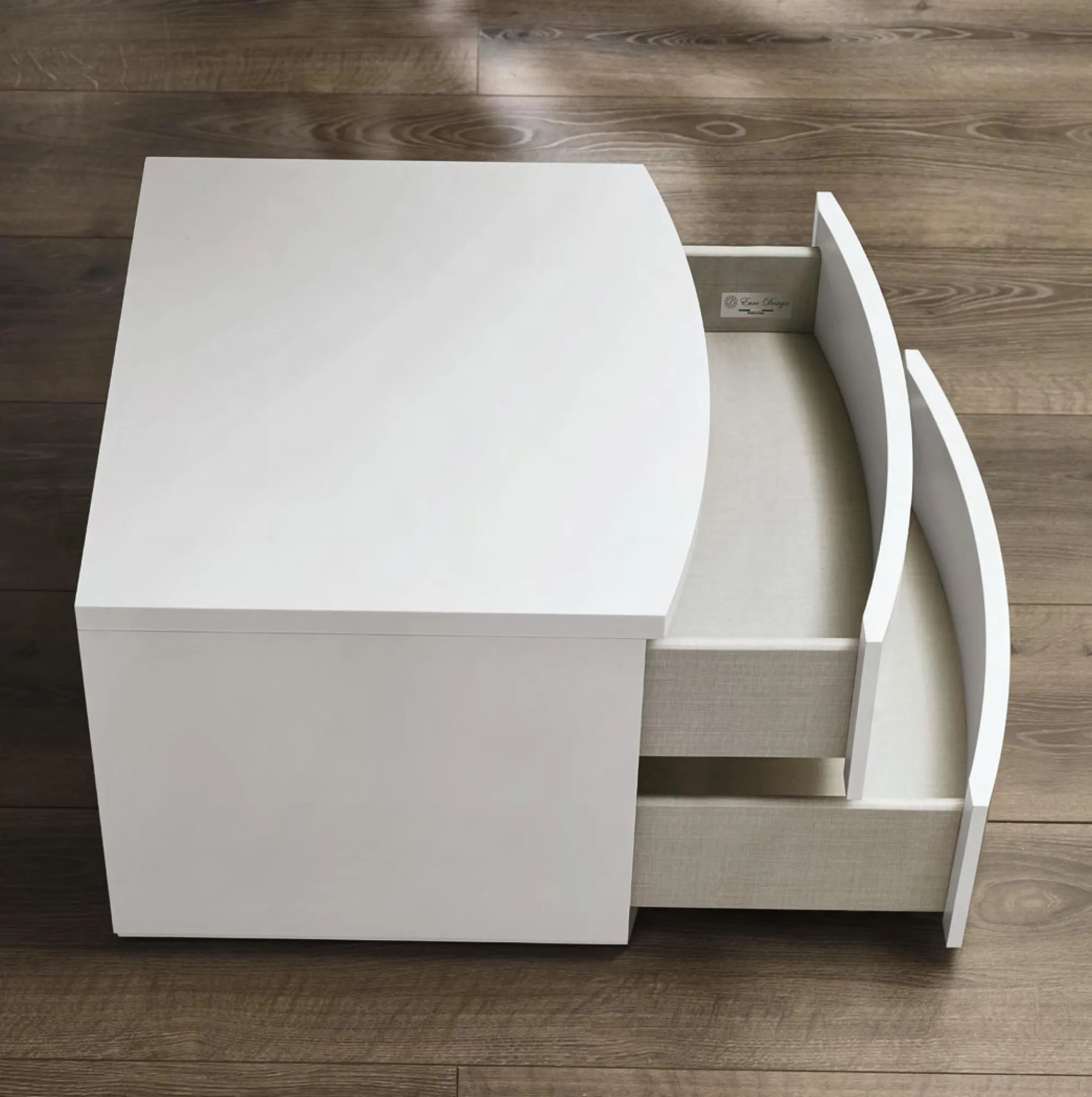 Betty Italian 2 Drawer Bedside Cabinet - White, High Gloss