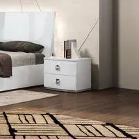 Betty Italian 2 Drawer Bedside Cabinet - White, High Gloss