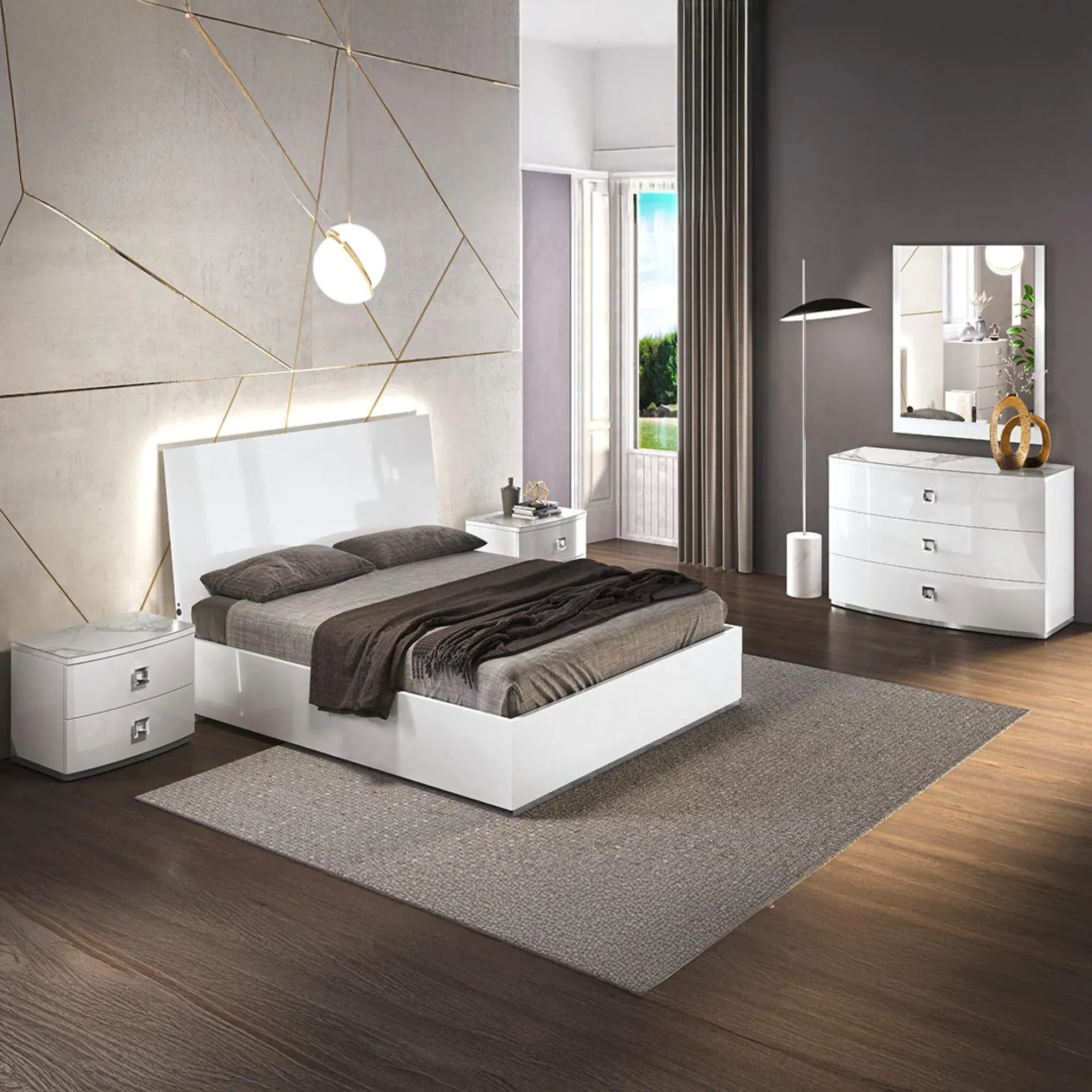 Betty Italian 3 Drawer Chest - White, High Gloss