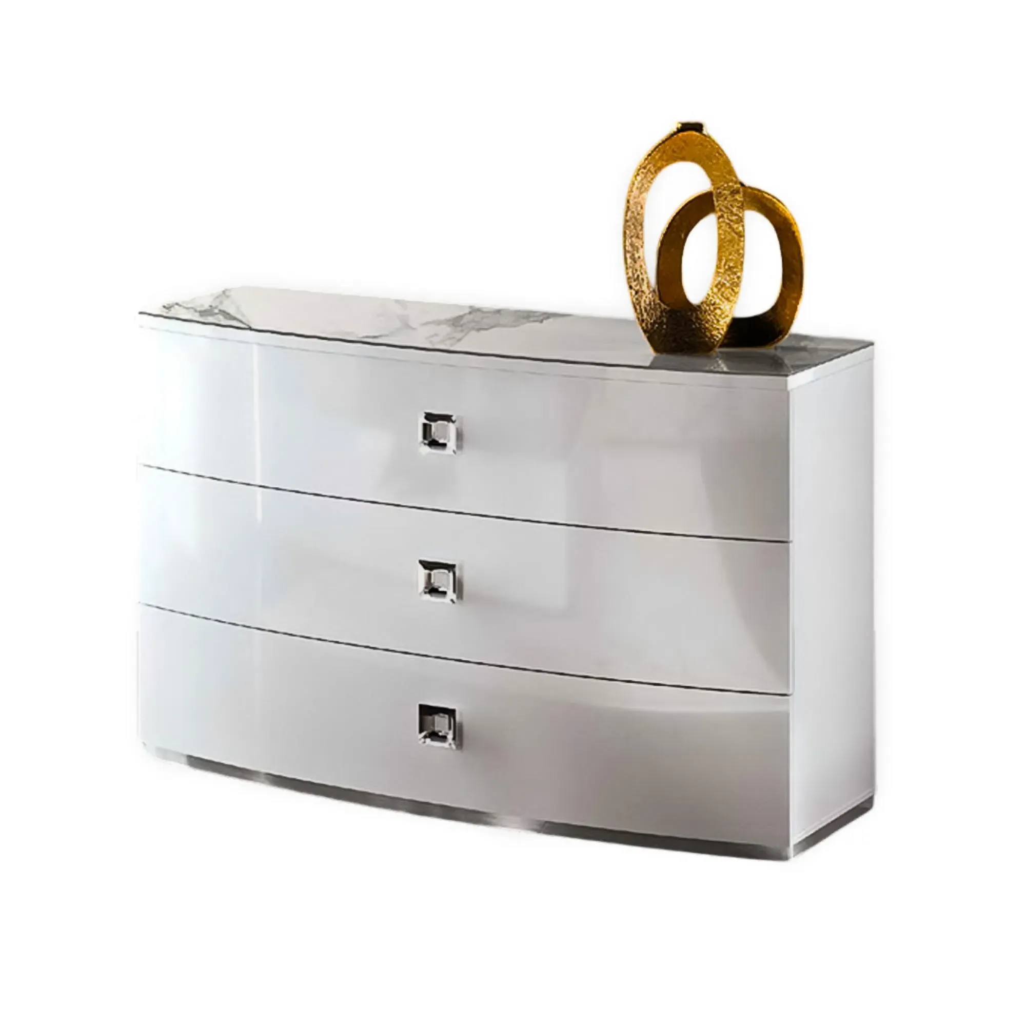 Betty Italian 3 Drawer Chest - White, High Gloss