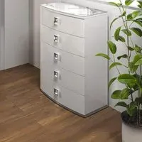 Betty Italian 5 Drawer Chest - White, High Gloss