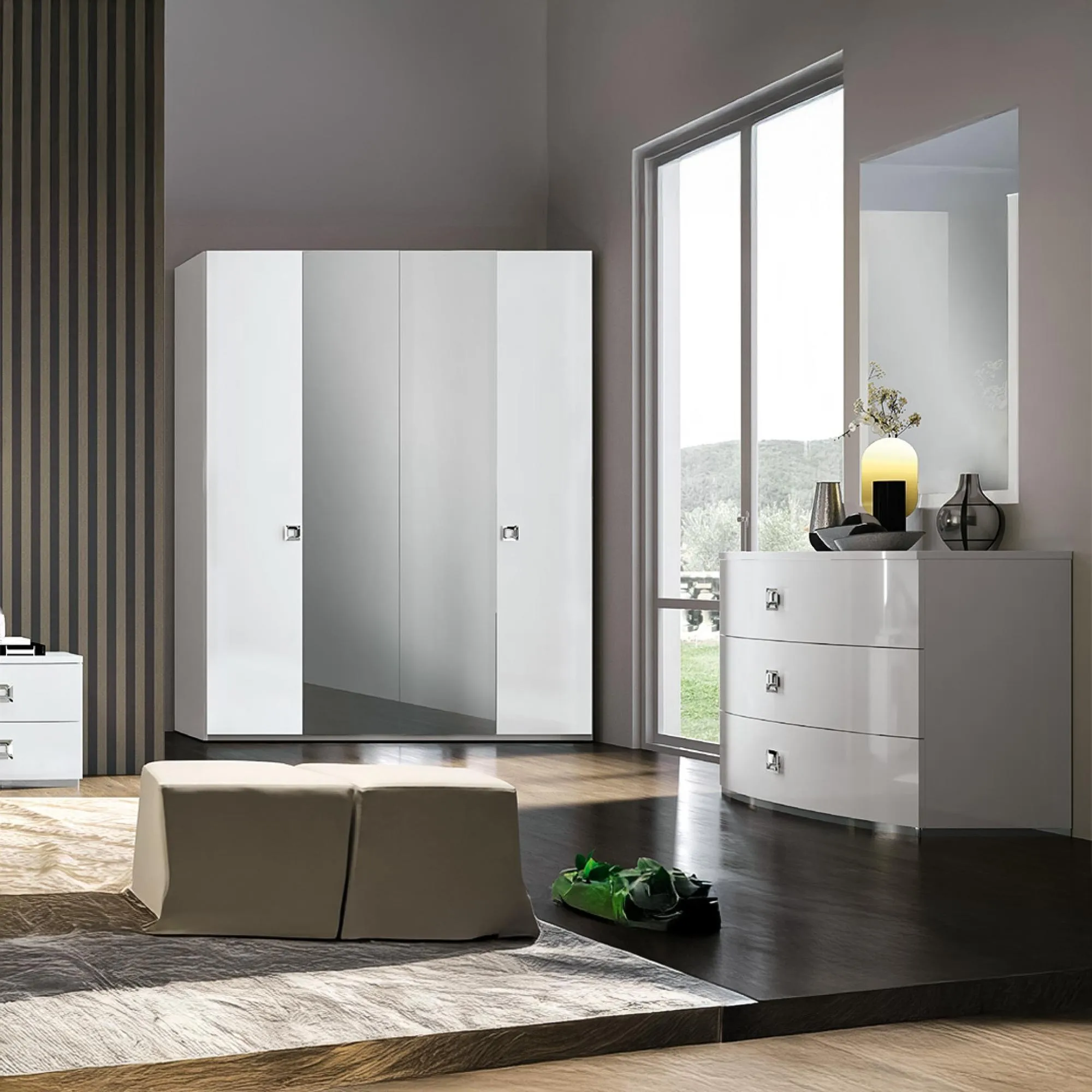 Betty Italian Wardrobe - White, High Gloss