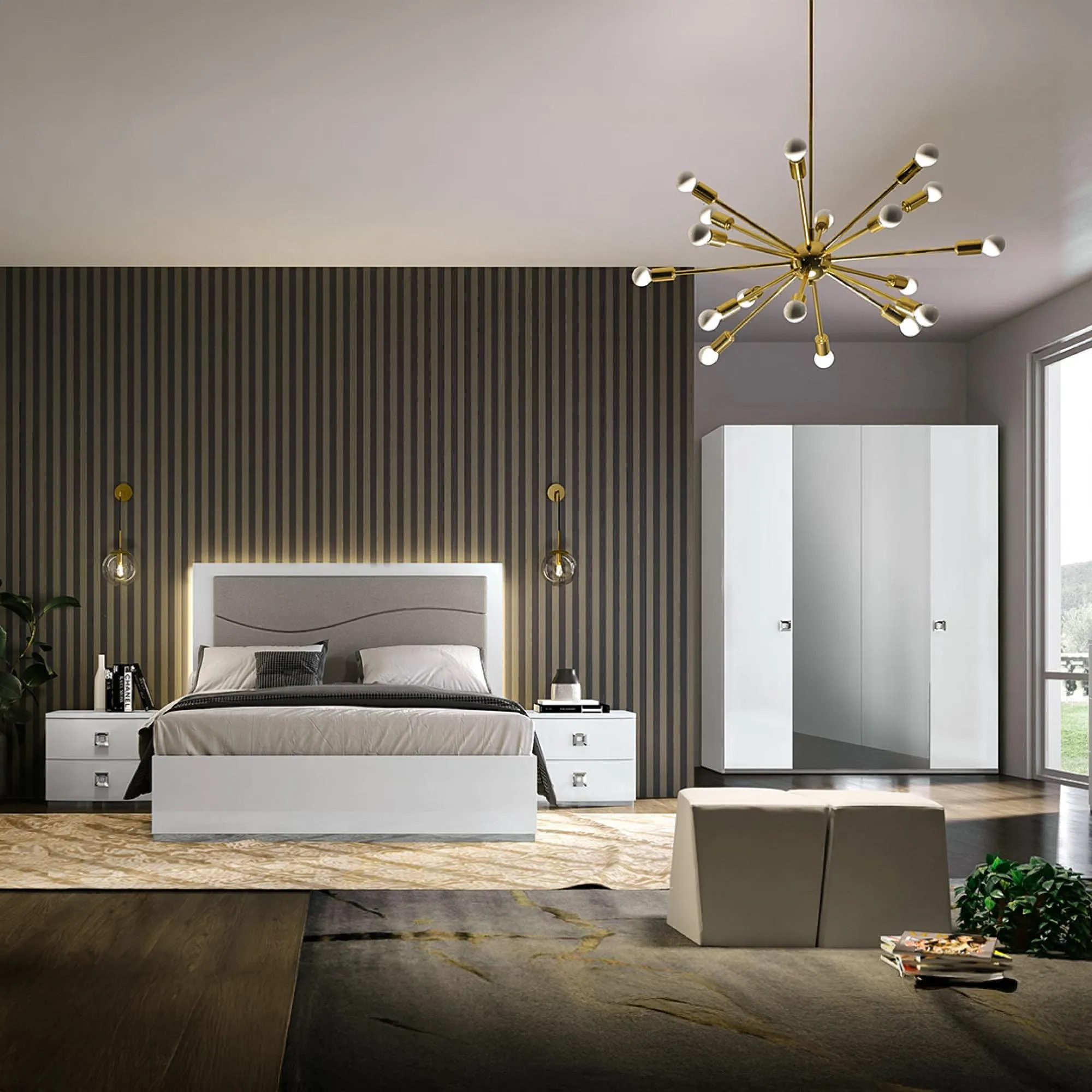 Betty Italian Wardrobe - White, High Gloss