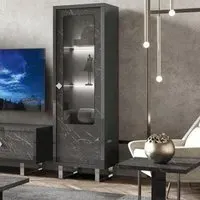 Carvelle 1 Door Display Cabinet with LED Light - Grey