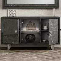 Carvelle 3 Door Sideboard with LED Light - Grey, Particle Board