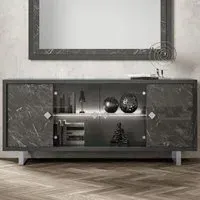 Carvelle 4 Door Sideboard with LED Light - Grey, Particle Board