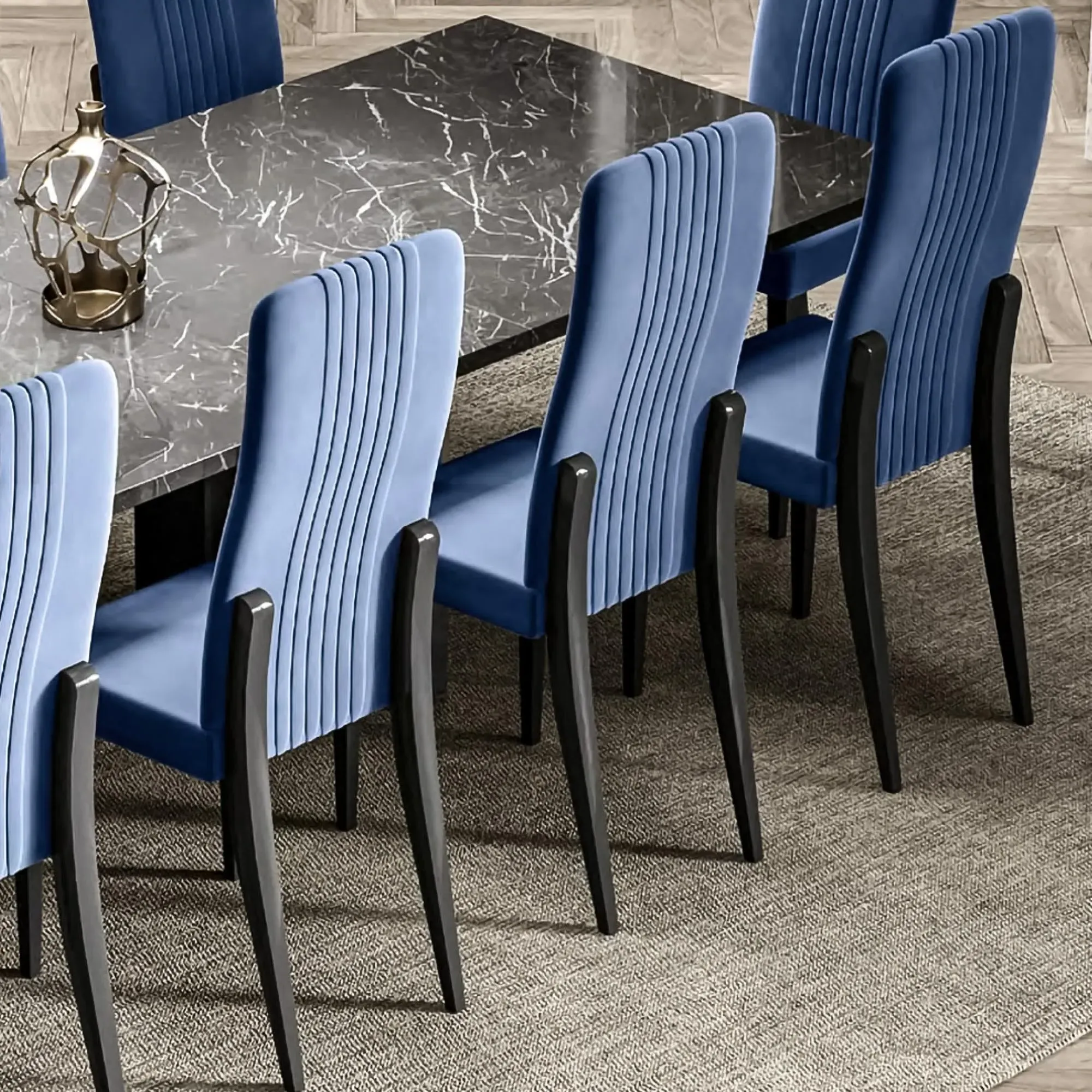Carvelle Dining Chair Set of 2 - Blue, Velvet