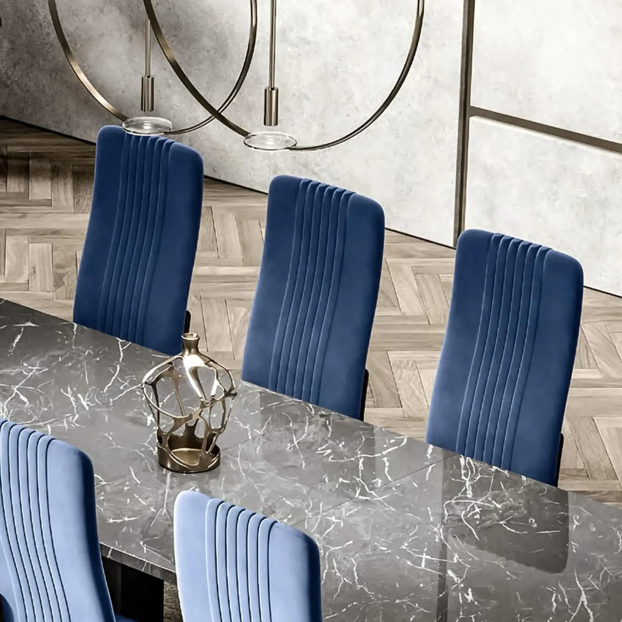 Carvelle Dining Chair Set of 2 - Blue, Velvet