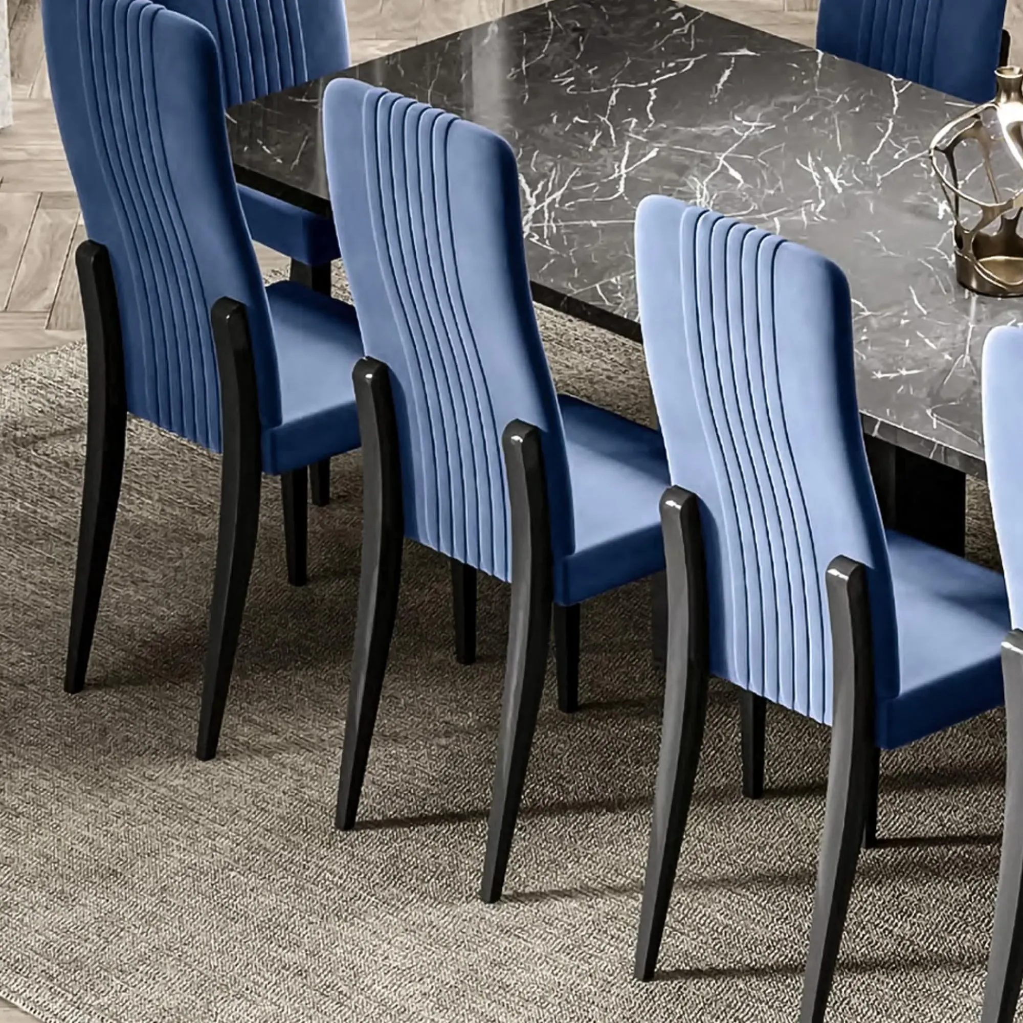 Carvelle Dining Chair Set of 2 - Blue, Velvet