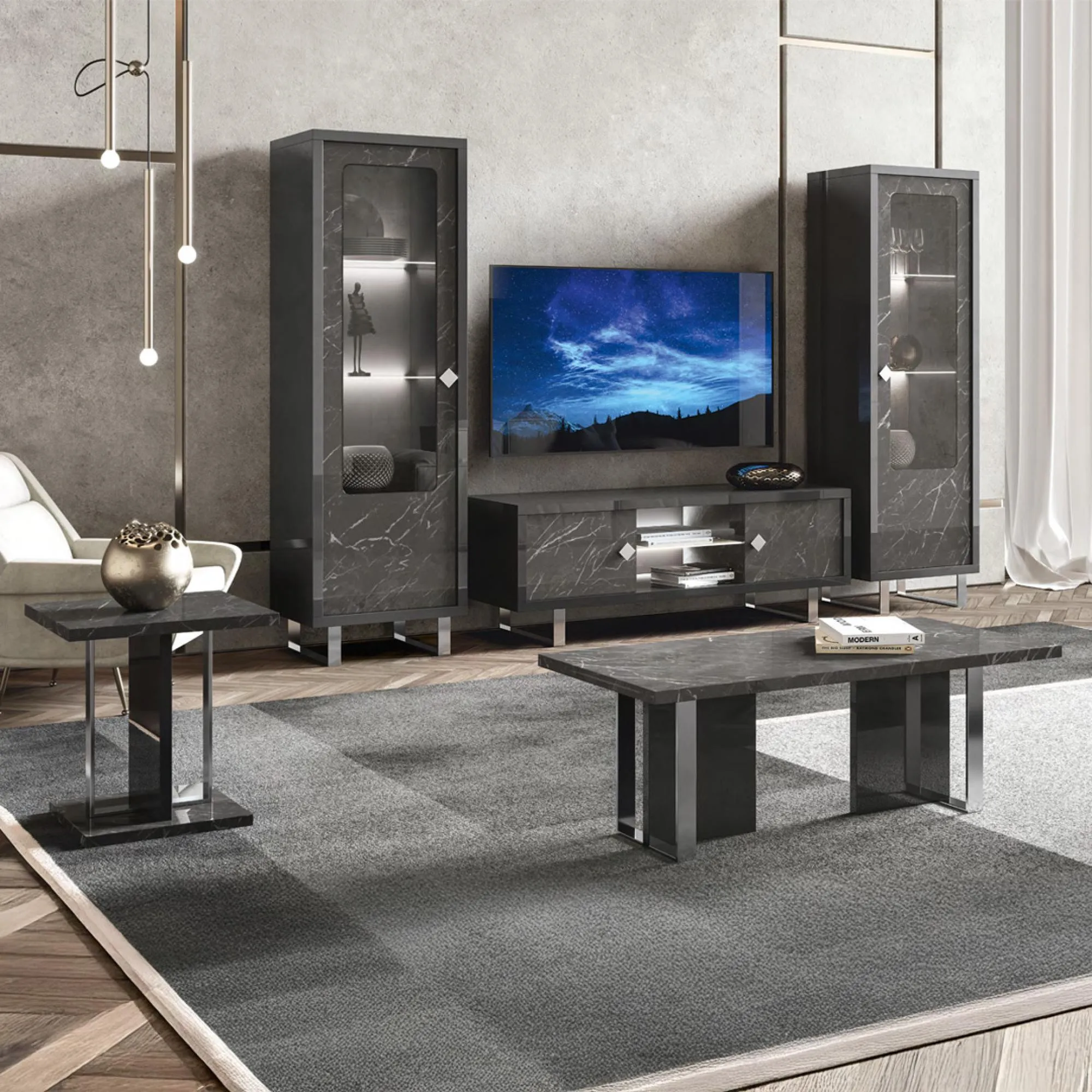 Carvelle Lamp Table - Grey