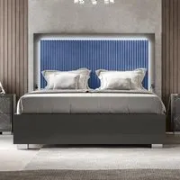 Carvelle Night Italian Quilted Headboard Bed - Blue