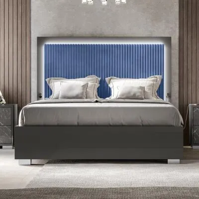 Carvelle Night Italian Quilted Headboard Bed - Blue image