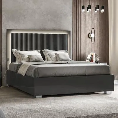 Carvelle Night Italian Quilted Headboard Bed - Grey