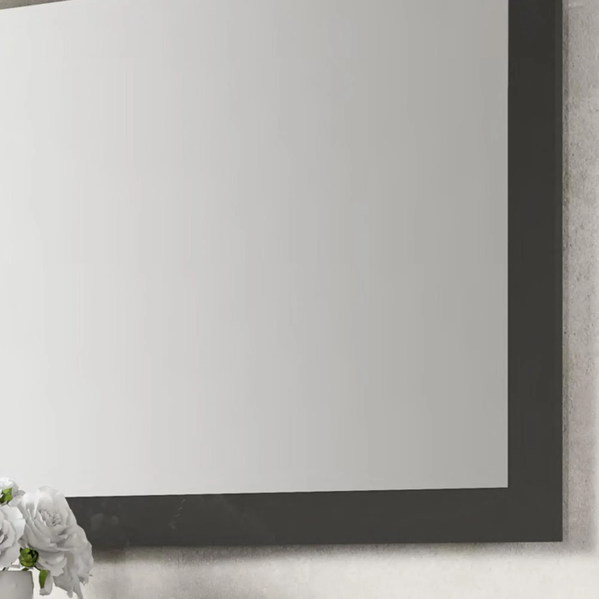 Carvelle Night Rectangular Wall Mirror - Glossy Grey, Particle Board