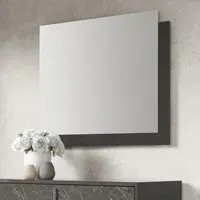 Carvelle Night Rectangular Wall Mirror - Glossy Grey, Particle Board