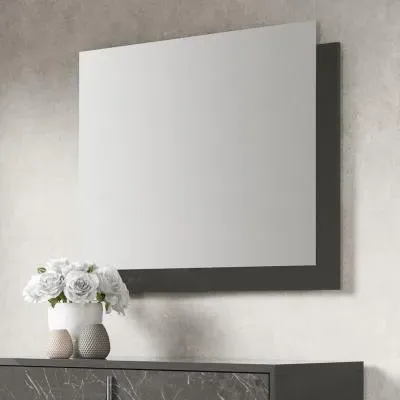Carvelle Night Rectangular Wall Mirror - Glossy Grey, Particle Board image