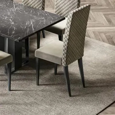 Carvelle Quilted Dining Chair - Grey, Velvet