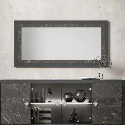 Carvelle Rectangular Wall Mirror - Grey, Particle Board image