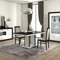 Enna 6-Seater Pedestal Dining Table - Black Marble, Particle Wood