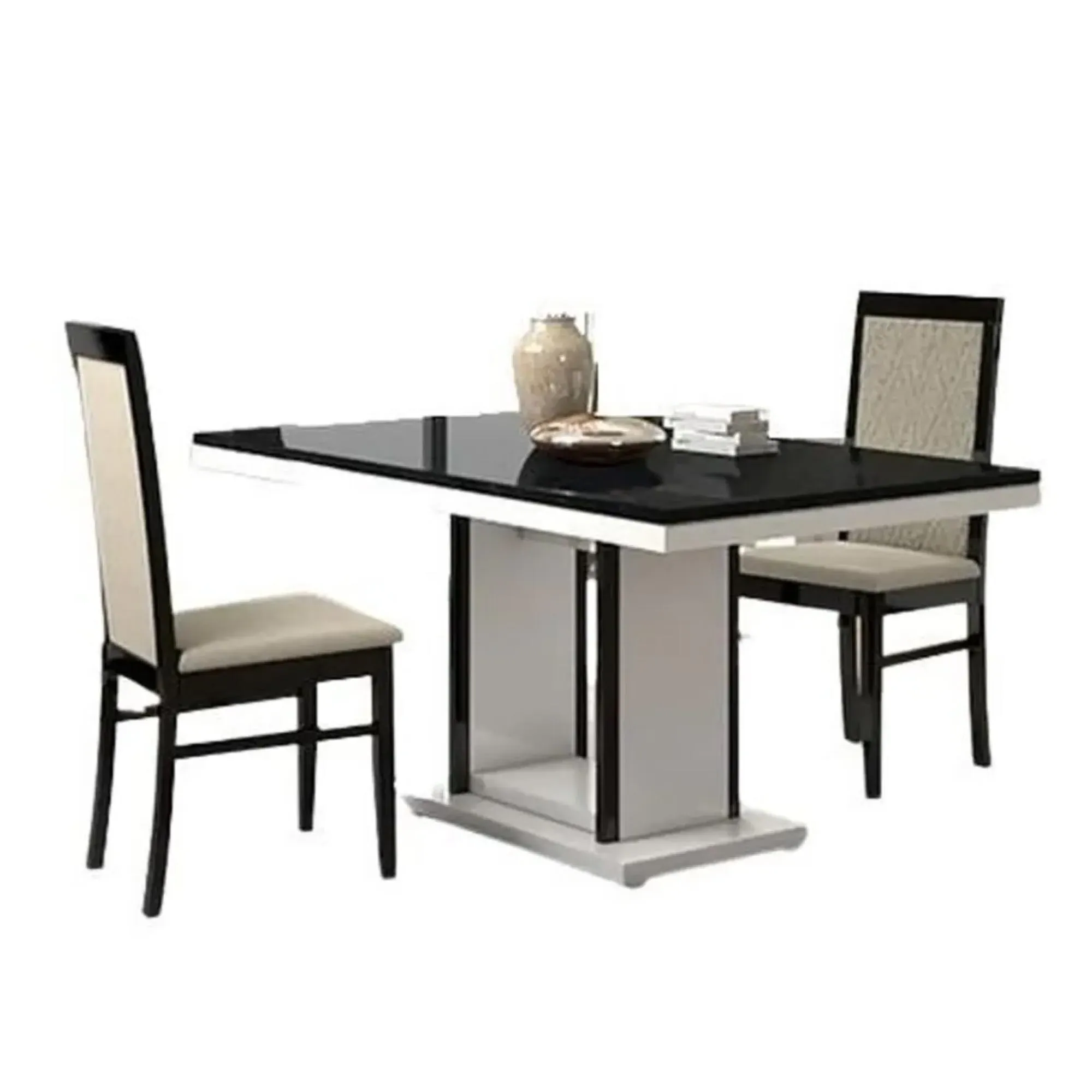 Enna Italian Dining Set with 4 Chairs - Black, White