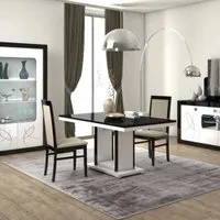 Enna Italian Dining Set with 4 Chairs - Black, White