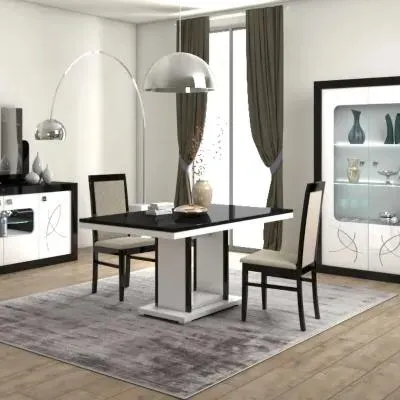 Enna Italian Dining Set with 4 Chairs - Black, White image