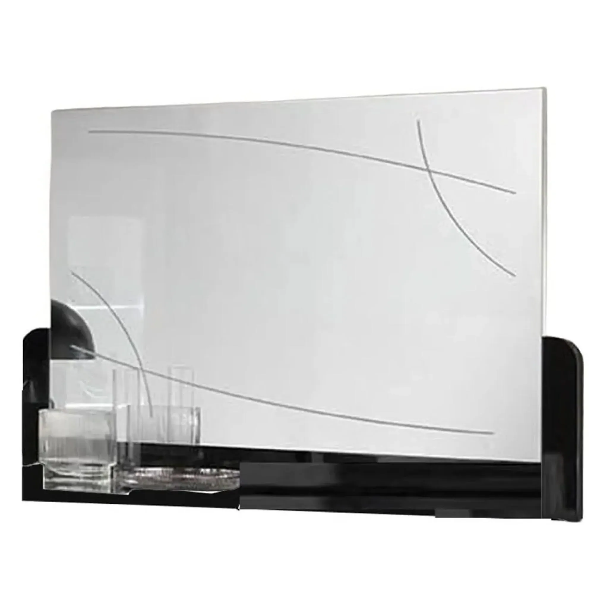 Enna Rectangular Wall Mirror - Black Lacquered