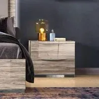 Laura Oak Grain Effect 2 Drawer Bedside Cabinet - Grey