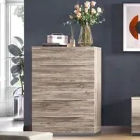 Laura Oak Grain Effect 5 Drawer Chest - Grey