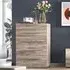 Laura Oak Grain Effect 5 Drawer Chest - Grey