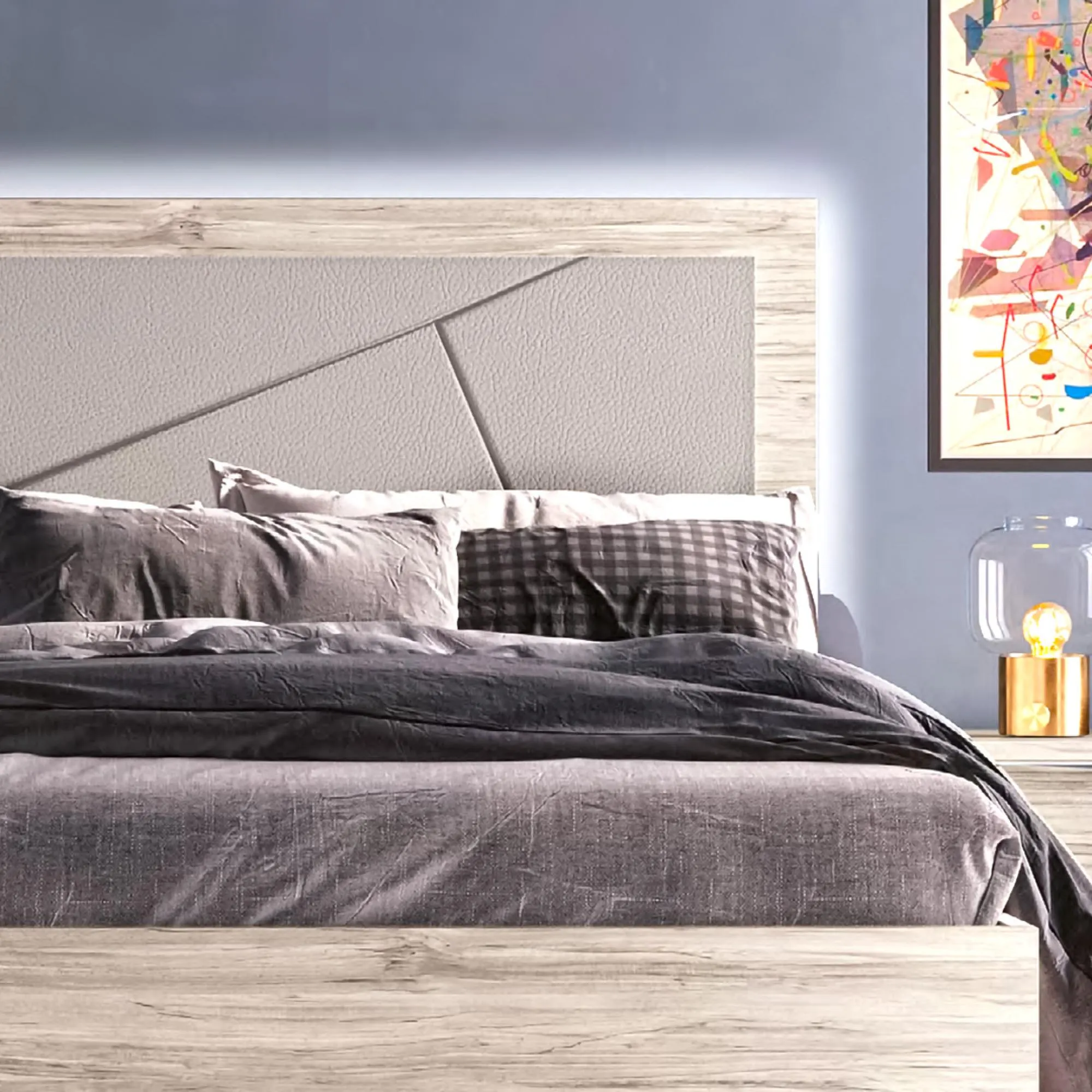 Laura Oak Grain Effect Bed Frame - Grey