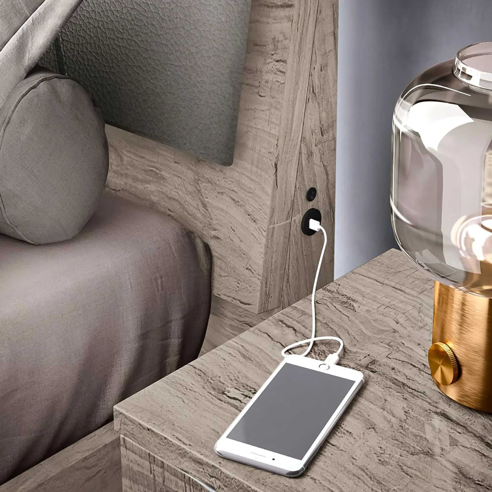 Laura Oak Grain Effect Bed Frame - Grey